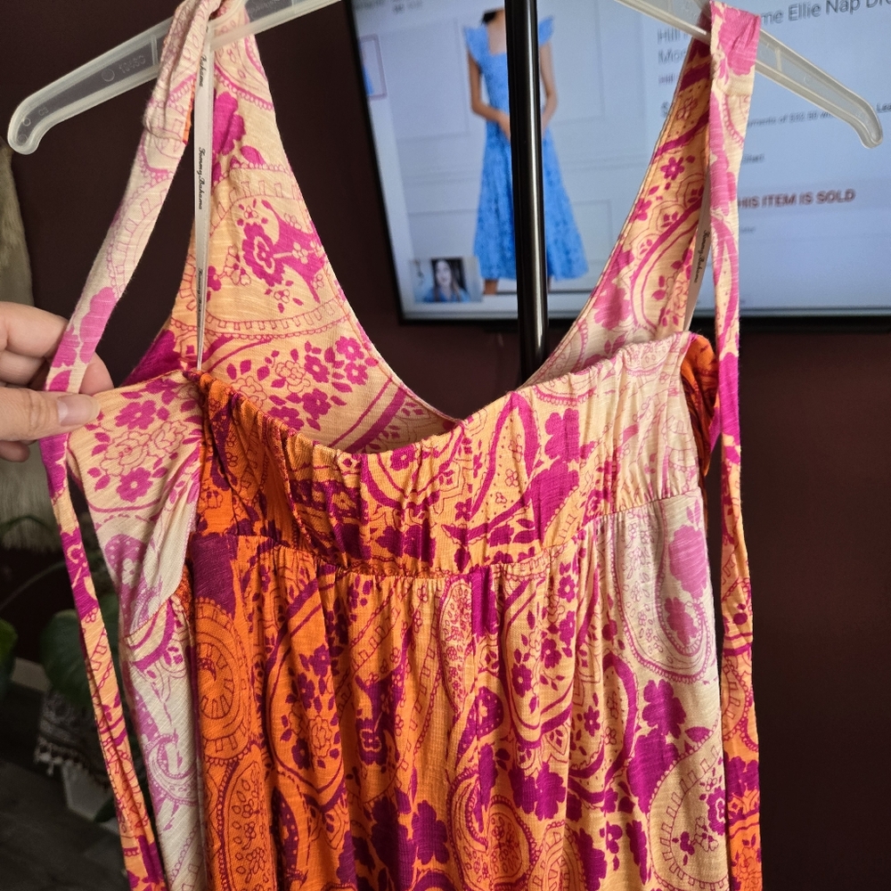 Tommy Bahama Floral Orange and Pink Maxi Dress - Picture 4 of 7